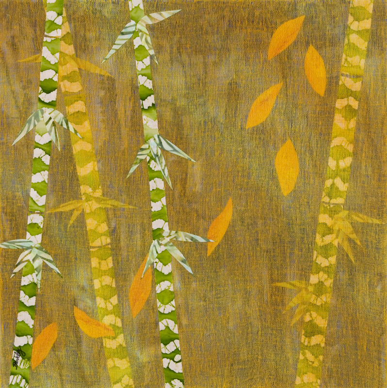 Bamboo Botanical Textile Collage