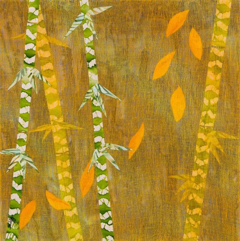 Bamboo Botanical Textile Collage