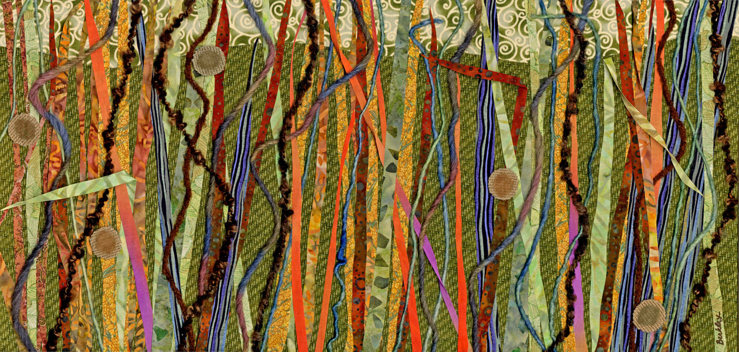 Meadow Grasses Abstract Textile Collage