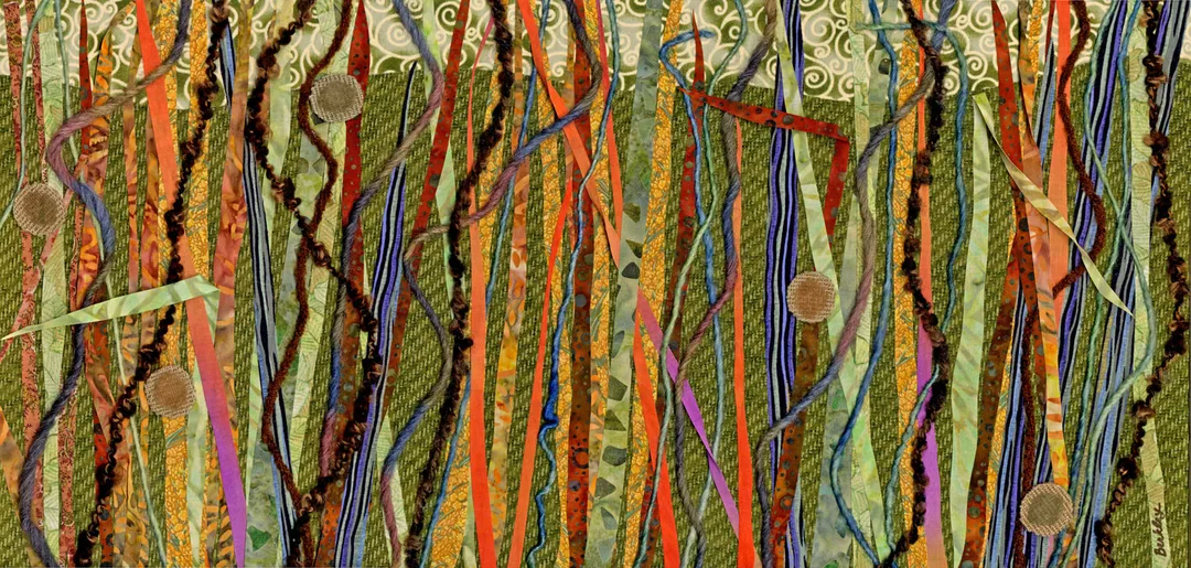 Meadow Grasses Abstract Textile Collage