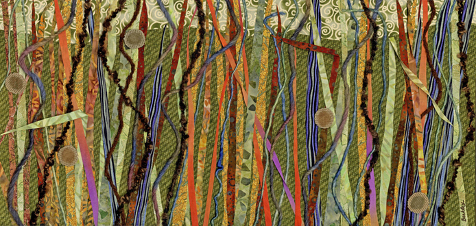Meadow Grasses Abstract Textile Collage