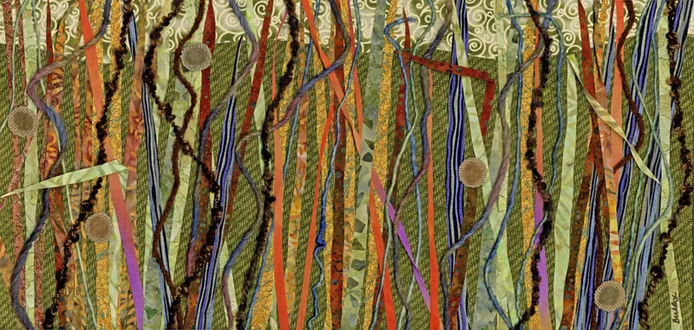 Meadow Grasses Abstract Textile Collage