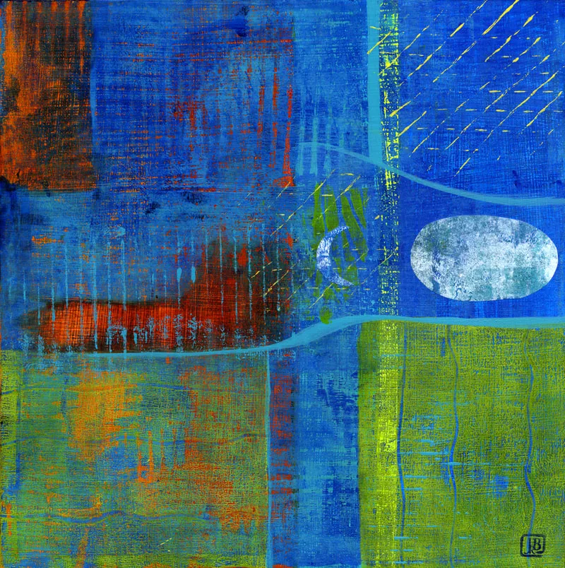 Berkley mixed-media abstract painting - moon phase