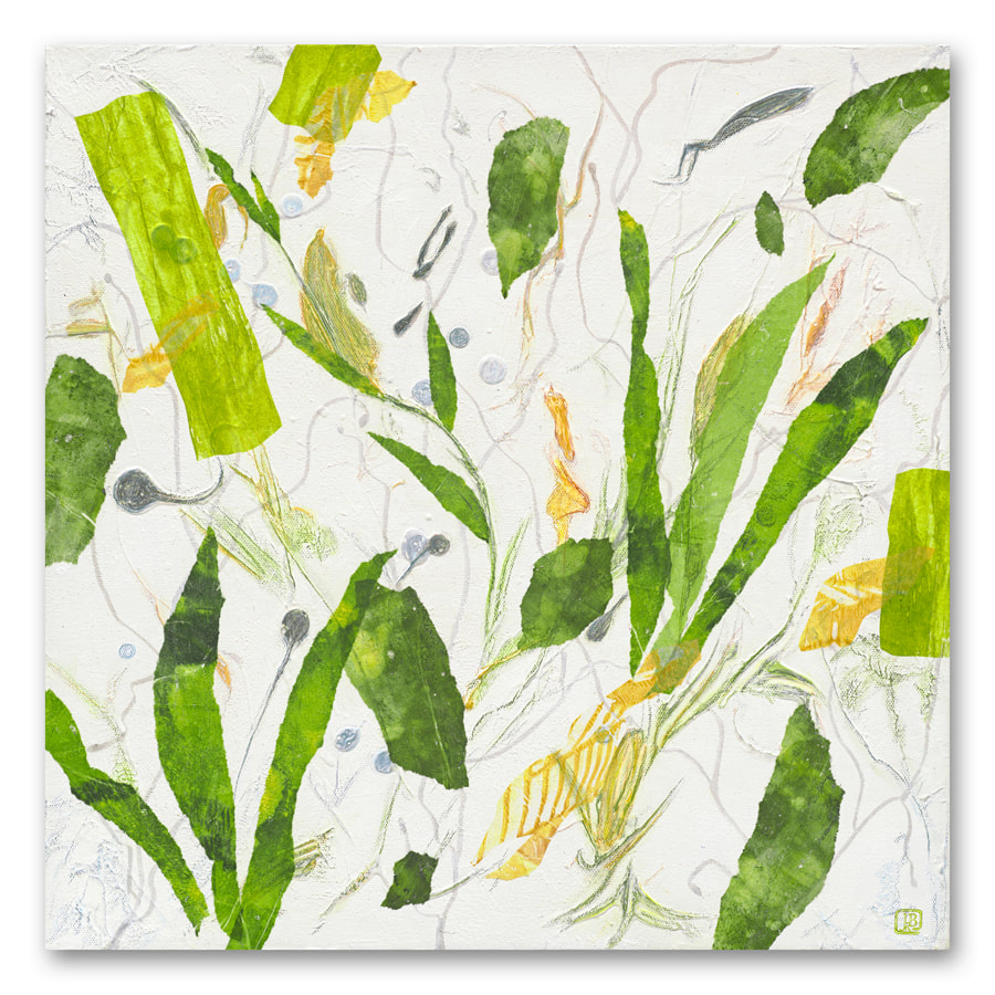 Berkley Emerging Life abstract botanical mixed-media painting