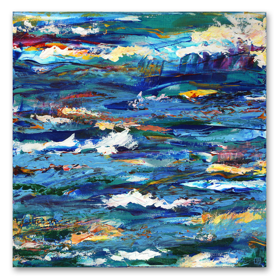 Berkley Into the Blue Again abstract painting of blue waves
