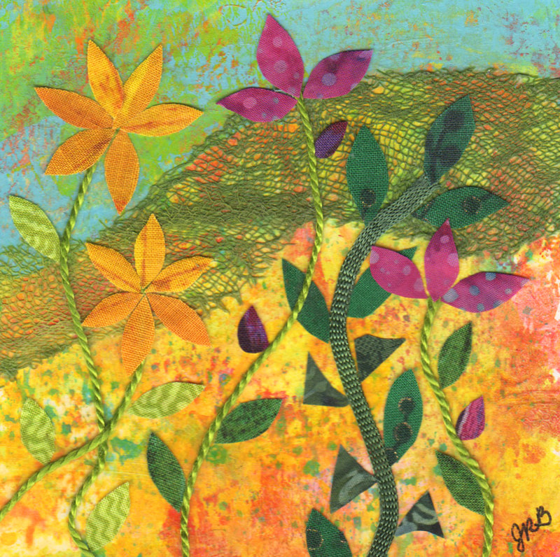 Summer Garden 3 Botanical Mixed-Media Collage