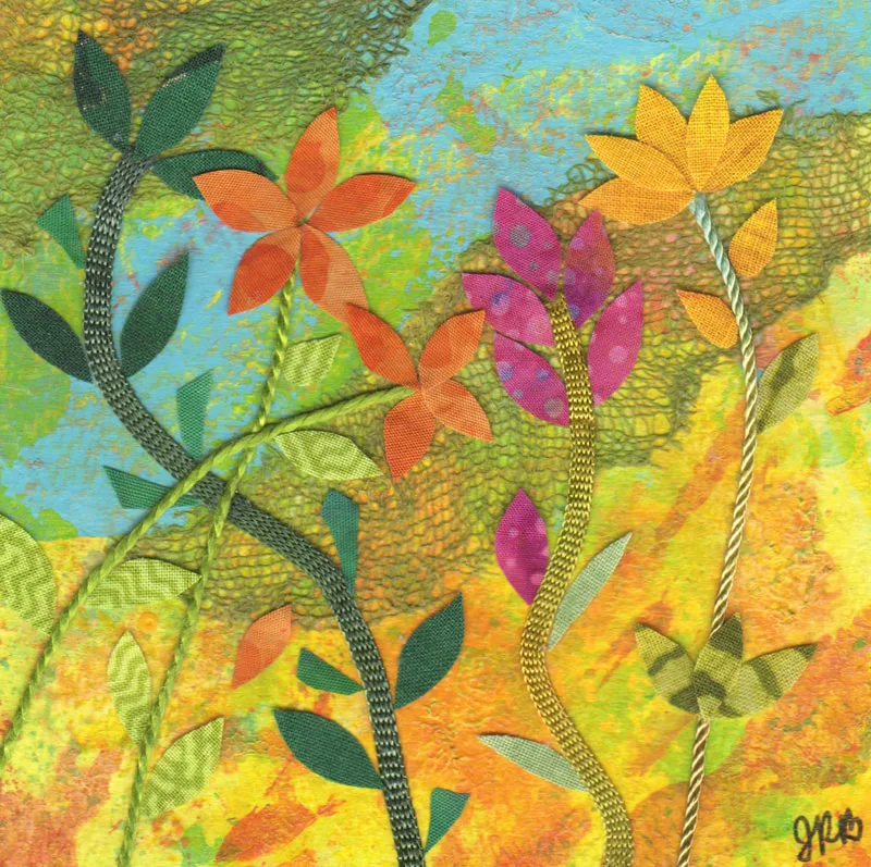 Summer Garden 4 Botanical Mixed-Media Collage