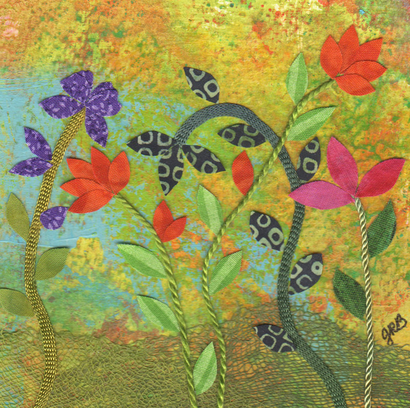 Summer Garden 5 Botanical Mixed-Media Collage