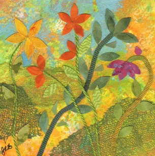 Summer Garden 6 Botanical Mixed-Media Collage