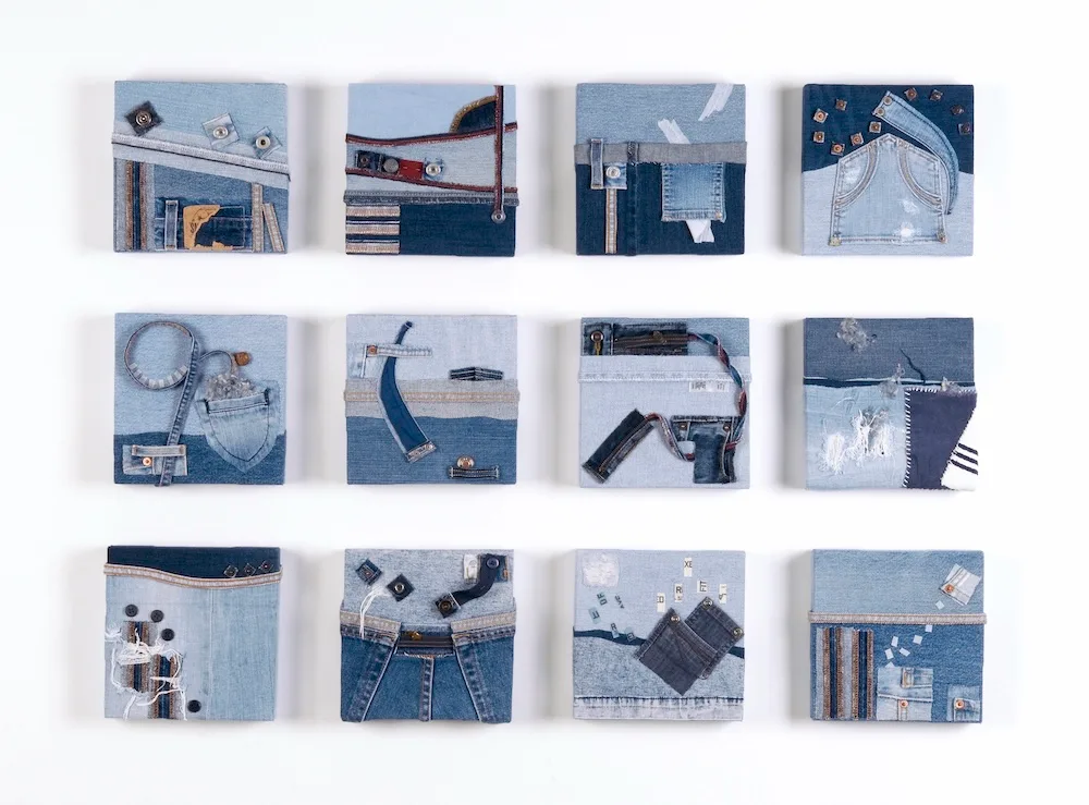 Here to There 12-Unit Denim Textile Collage