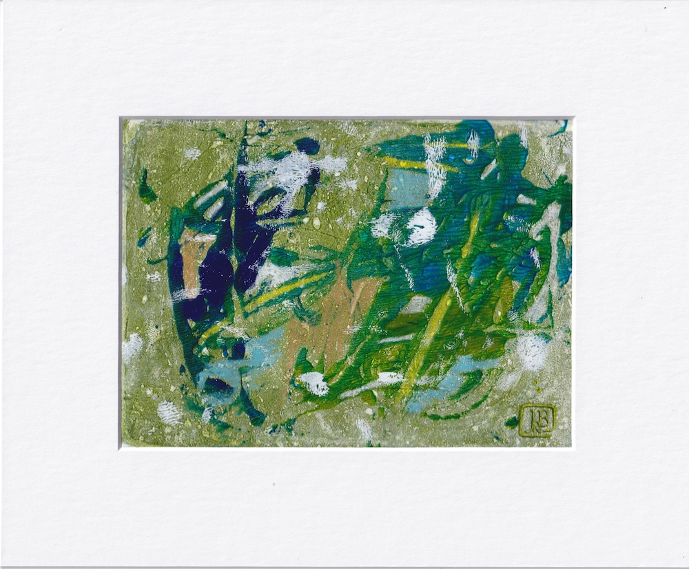 Abstract active monotype with dark blue 