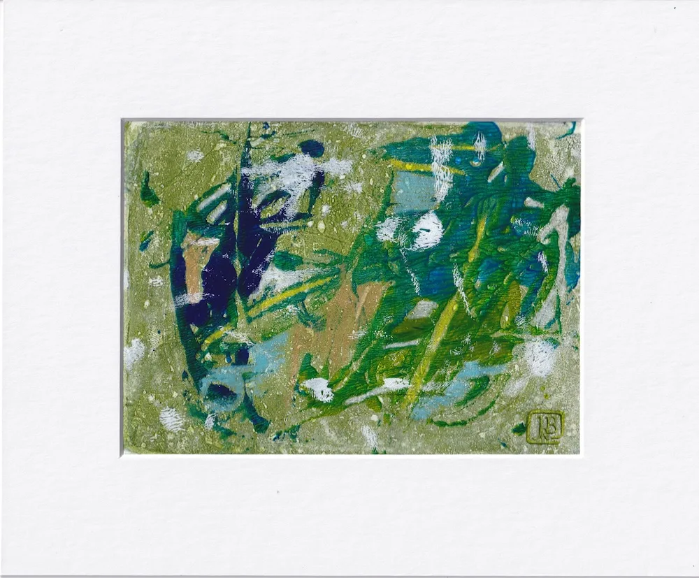 Abstract active monotype with dark blue 