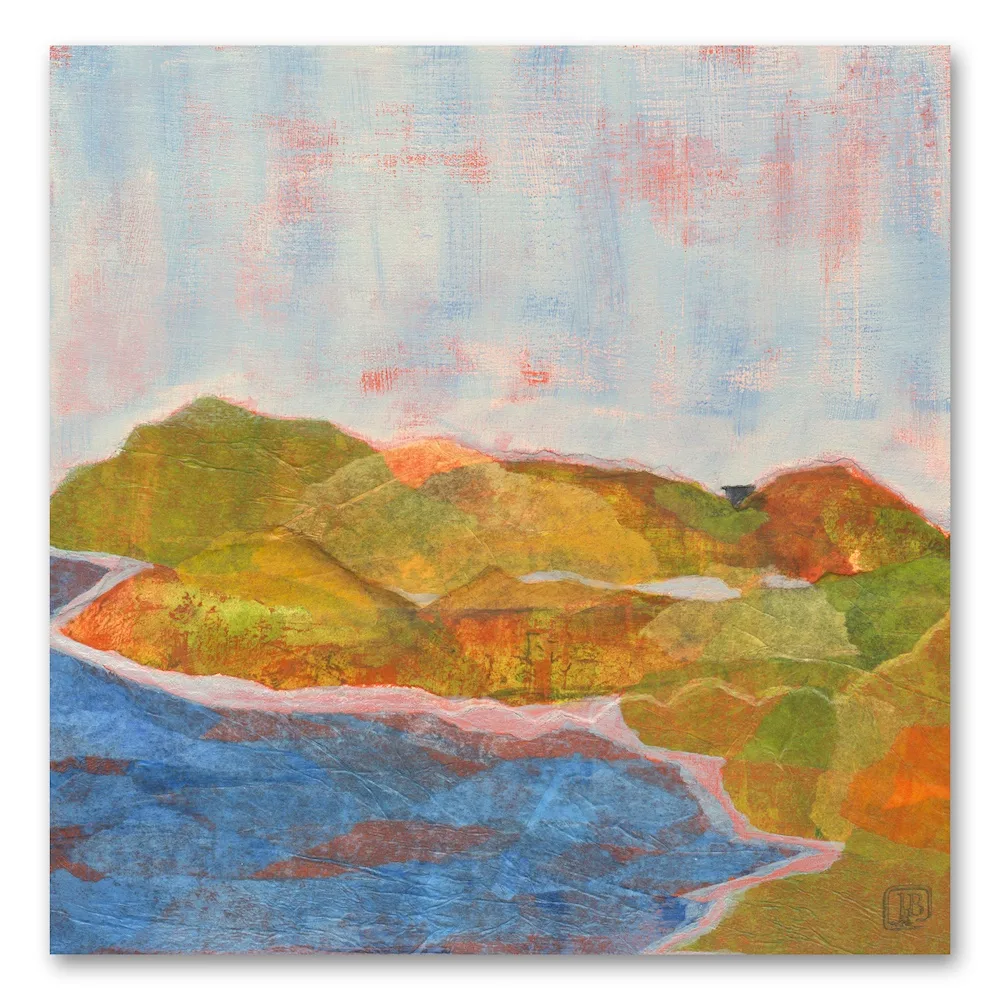 Tucked Away Abstract Mixed-Media Coastal Landscape