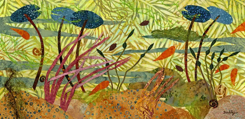Textile collage by Julia R. Berkley