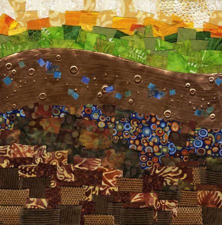 Buoyancy Textile and Copper Abstract Collage