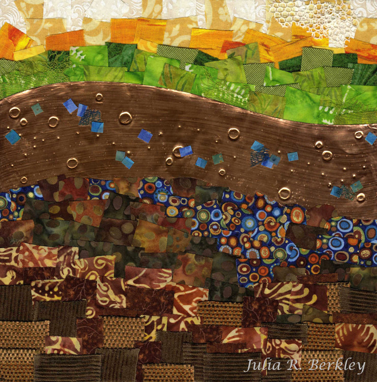 Buoyancy Textile and Copper Abstract Collage