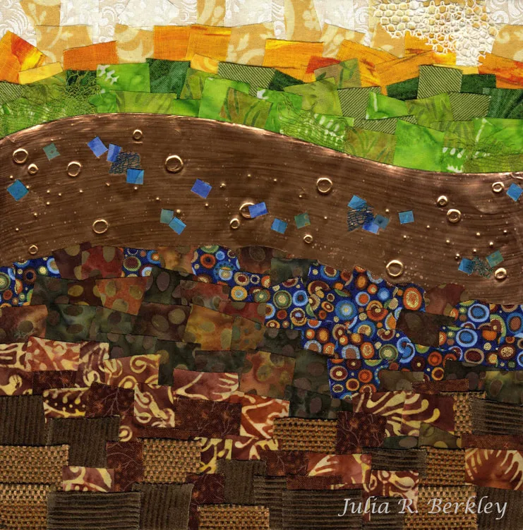 Buoyancy Textile and Copper Abstract Collage